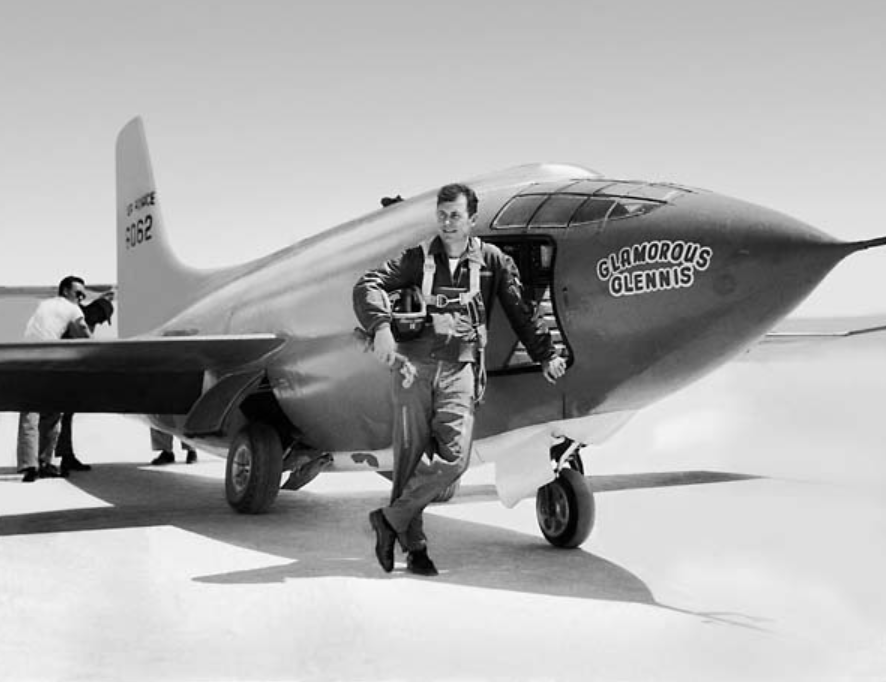Chuck Yeager and the X-1 experimental aircraft that was the first to go faster than the speed of sound, and break the sound barrier.