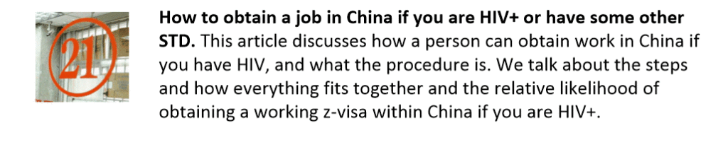 How to get work in China if you have HIV.