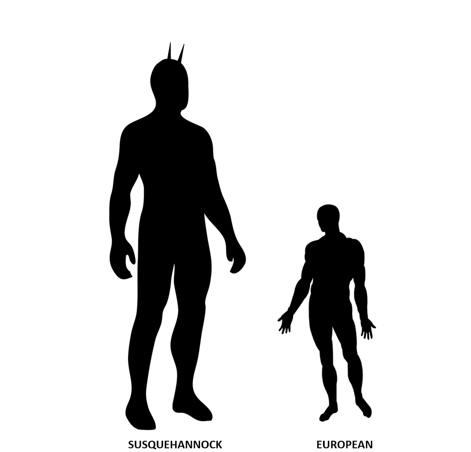 The horned giants were almost twice the size of the Europeans who met them. The susquehannock indians were very large and very tall. They were larger than any of the Europeans who came to North America.