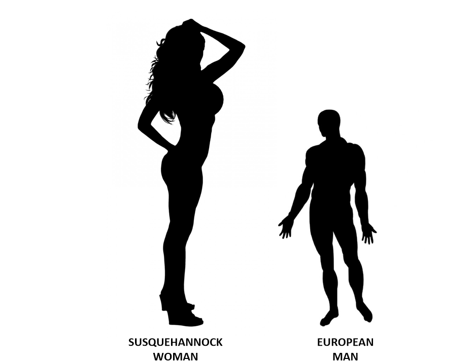 WHile the women were smaller than the men, they were still much larger than the Europeans. Susquehannock women were very large.