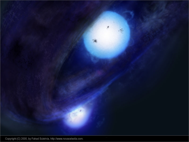 The eclipsing variable star beta Lyrae with a period of 13 days.