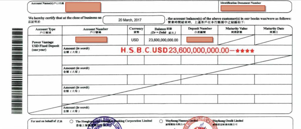 Bank statement.