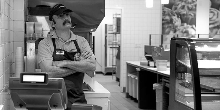 Gene in Cinnabon.