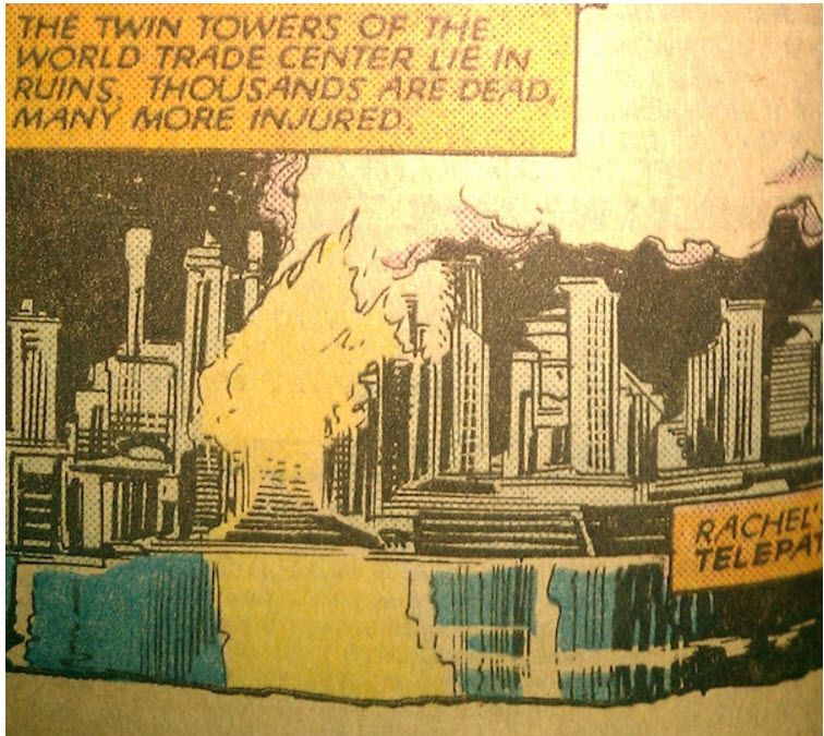 Twin towers in ruin.