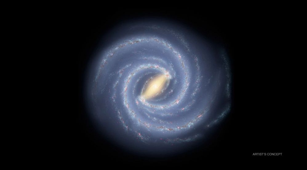 This illustration is based on findings published in Monthly Notices of the Royal Astronomical Society. Like most estimations of our galaxy made in the past few years, the findings suggest a four-armed spiral. Our Milky Way Galaxy.