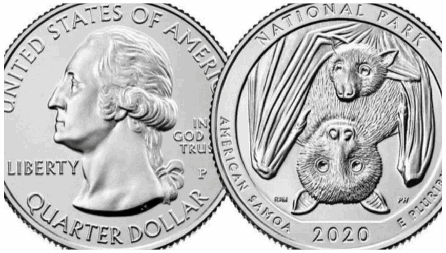 The new American quarter features a  rare bat found in American Samoa.