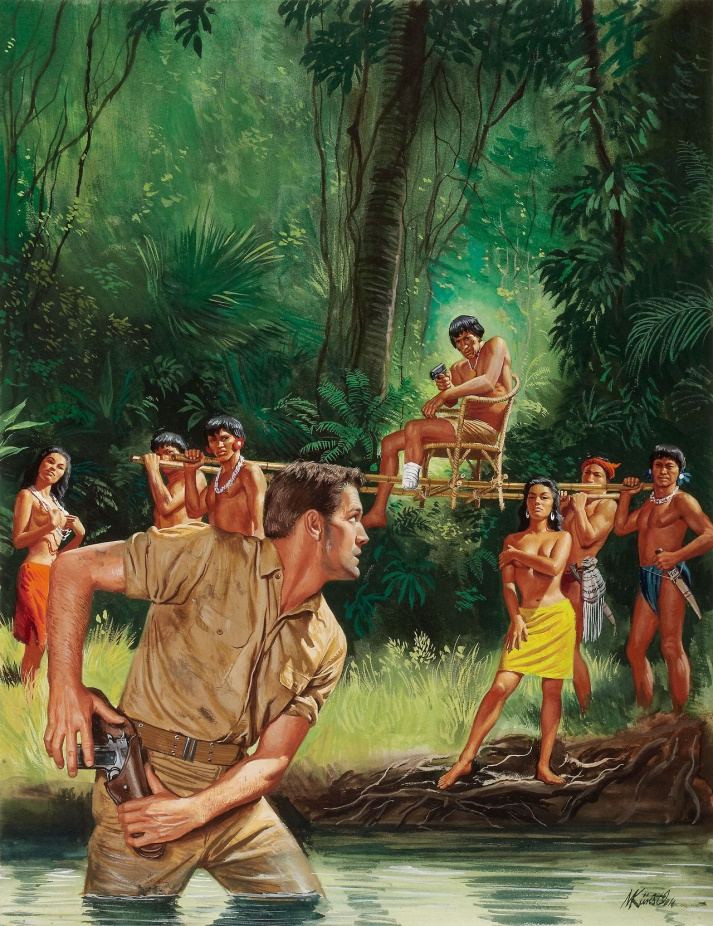 A hero might be confronted by dangers in the jungle.