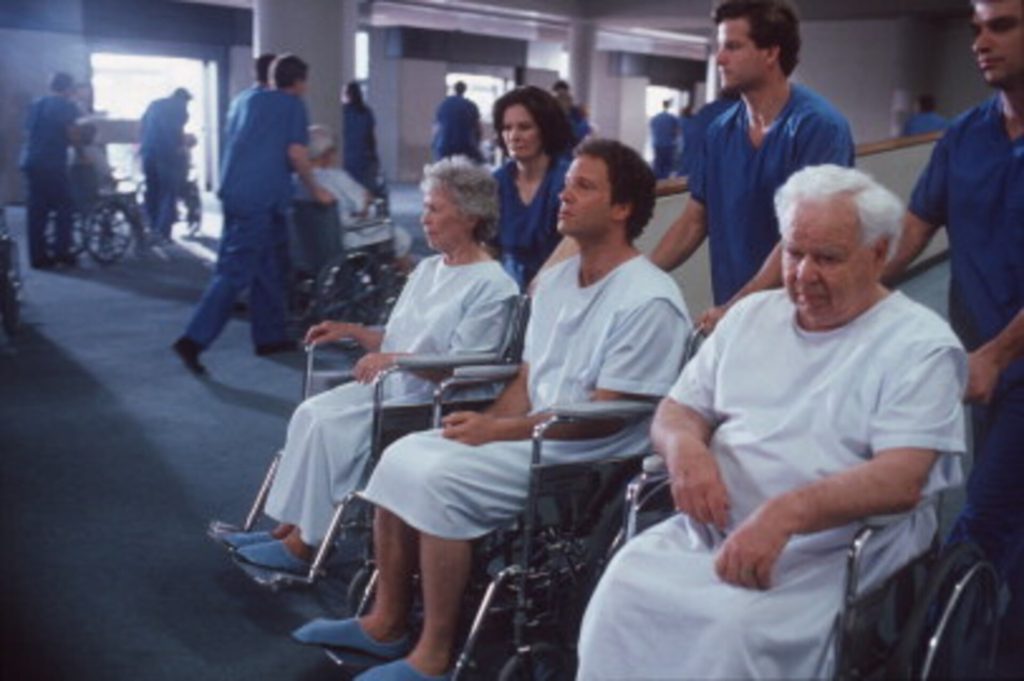 In the Hollywood movie "Defending your life" people are escorted to a staging area upon arrival to Heaven.