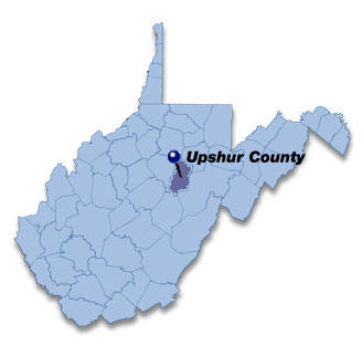 The mysterious OOPART object of the bronze hand-bell was found in Upshur country in West Virginia. Location of Upshur county in West Virginia.