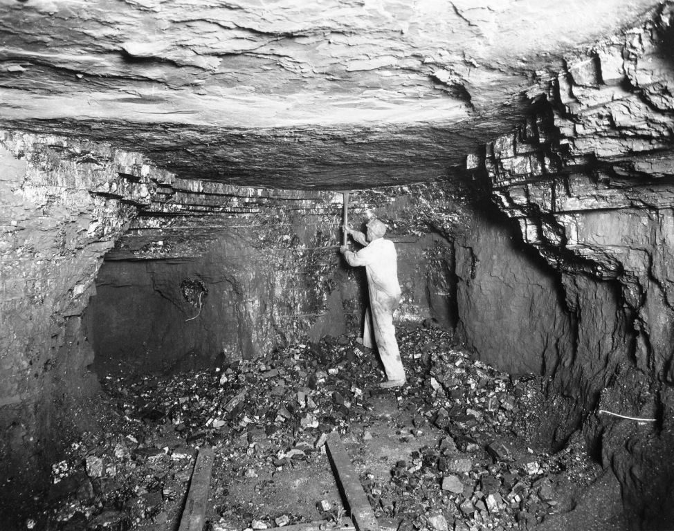 Coal mining in a seam.