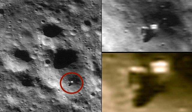 In the image of the asteroid Eros made by the NEAR Shoemaker spacecraft on May 1, 2000, when it was at an orbital altitude of 53 km (33 miles), it is visible, a large rectangular object, 45 meters in diameter.