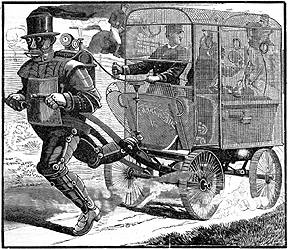 What the media thought carrriages with motors would look like. What people picture the future and reality to be is often wildly incorrect.