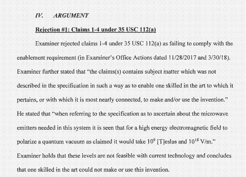 NAWCAD’s patent attorney, Mark O. Glut, appealed the decision and submitted further documentation to ensure the patent office that this craft is indeed "enabled," meaning it can actually be built and can perform as described in the patent.