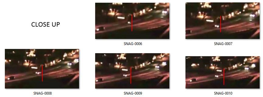 By looking at the event frame by frame, we can clearly see a car or vehicle entering our reality upon this highway. Mid portal close up