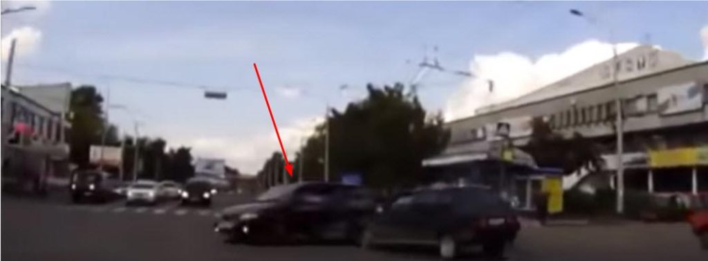 Certainly the driver of the car who hit the suddenly-appearing car would be found at fault. However, was it really his fault. All intersections have stable geolocation data and coordinates. He was simply driving into a high-probability area for MWI transport and egress. Mystery car 1
